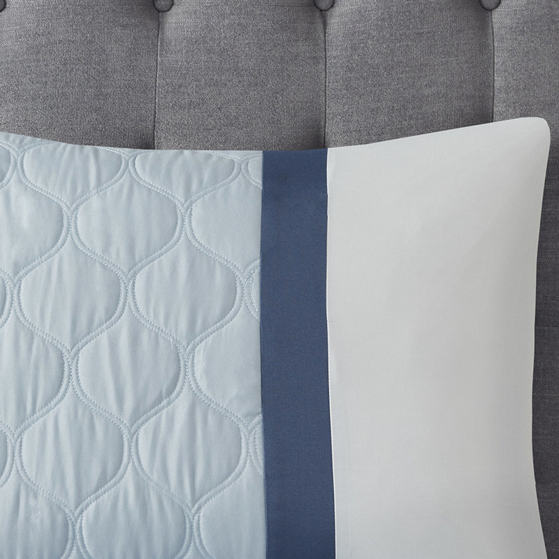 8 édredons - impression de taies décoratives européennes bleues pour chambre 8 pièces avec détails brodés, Bleu