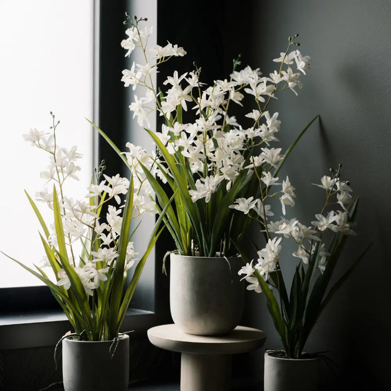 22.5" Artificial White Orchid in Vanda Pot