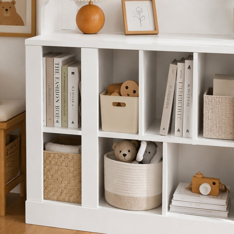 Banc de rangement polyvalent pour chaussures avec crochets et tablettes pour les vestibules, Blanc