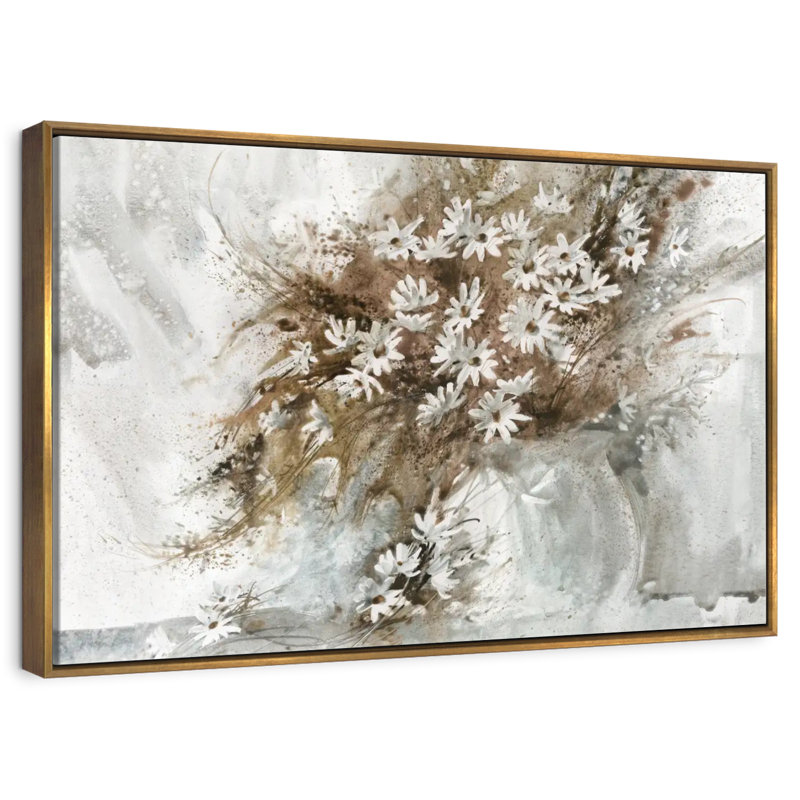 Daisy Arrangement, 19" X 13", Floating Frame Gold