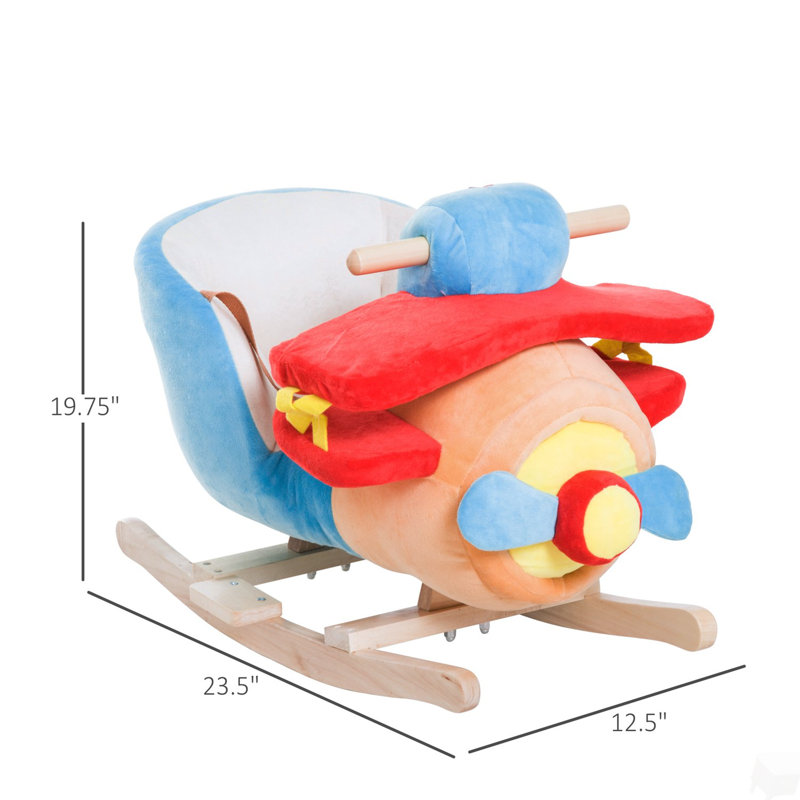 Cheval à bascule pour enfants, chaise en peluche en bois