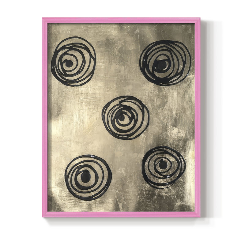 Quantum Circles II, reproduction encadrée - bois massif, H 30 po x l 24 po, Rose