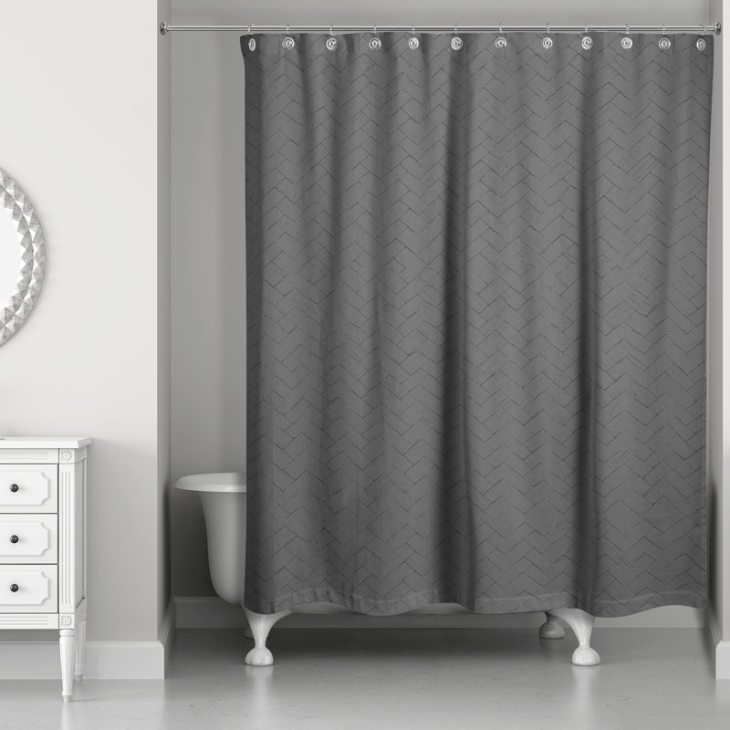 Perine Geometric Shower Curtain, Dark Gray