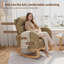 Fauteuil à bascule en velours côtelé Corduroy, avec coussin et poches, brun-1528009858