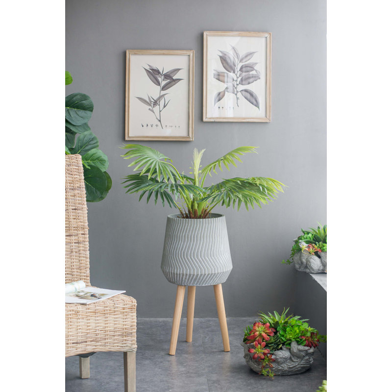 Support pour plante d'intérieur et d'extérieur en ciment 14,6 x 14,6 x 28 po