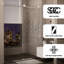 Porte de douche coulissante simple sans cadre réversible de 56 à 60 po x H 76 po avec verre trempé transparent de 3/8 po-99356163