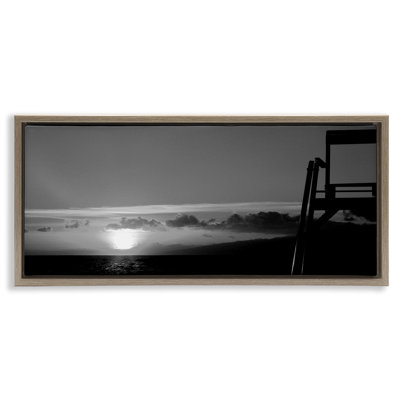 Sunlit Lifeguard Station  Framed Floater Canvas Wall Art by Noah Bay