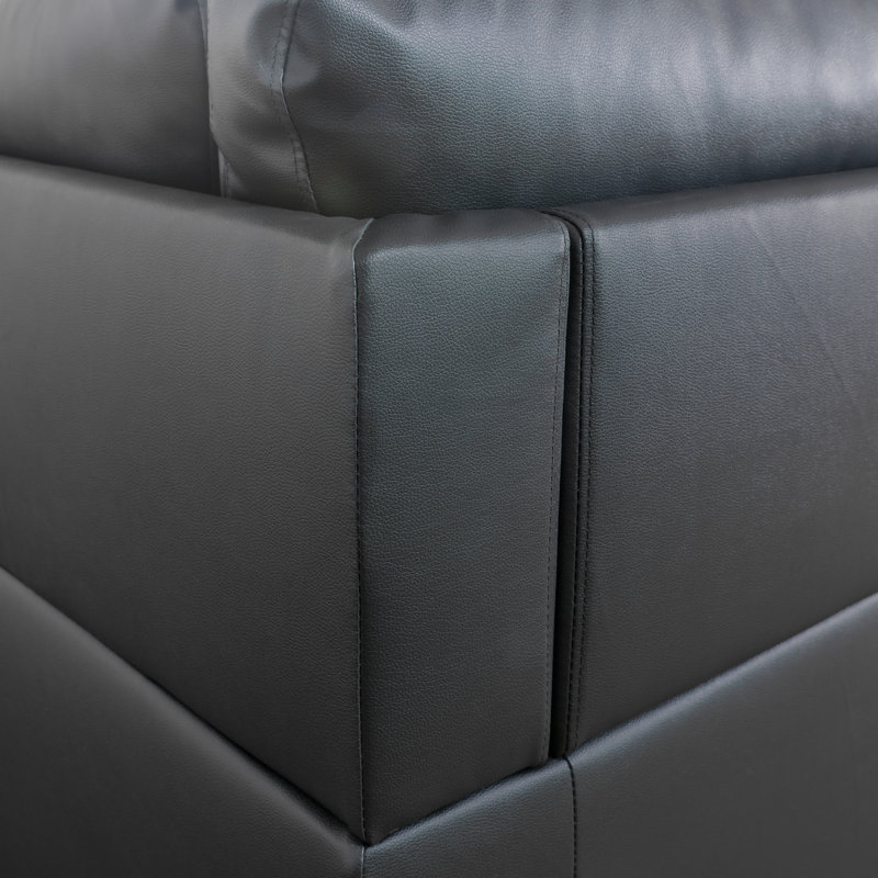 Canapé et méridienne en similicuir de 103,5 po de largeur Mavretta, Similicuir noir, Faisant face à la gauche