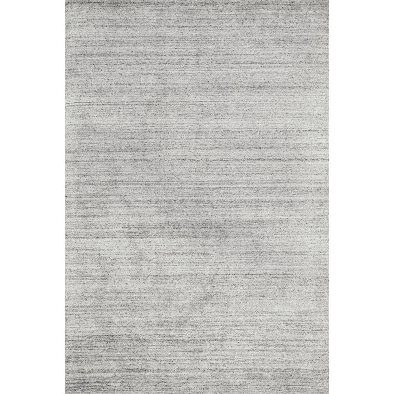 Tapis zone argenté en laine handwoven Nugent, Rectangle 5 pi x 7 pi 6 po