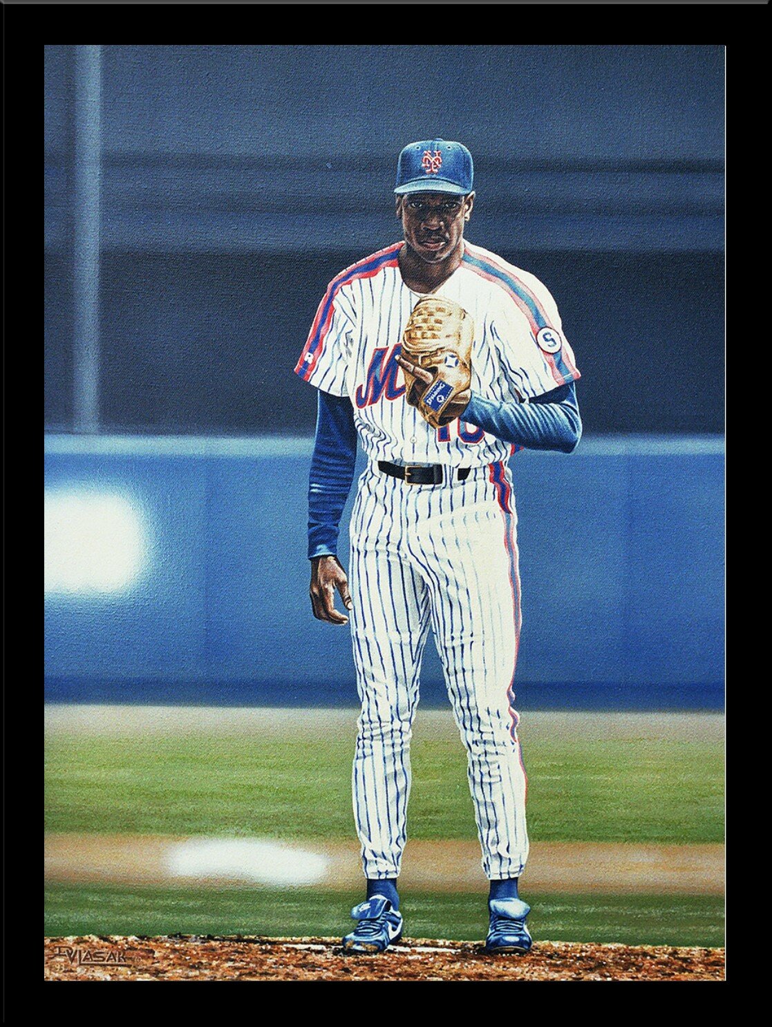 Buy Art For Less Dwight Gooden New York Mets Framed On Paper by Darryl  Vlasak Print
