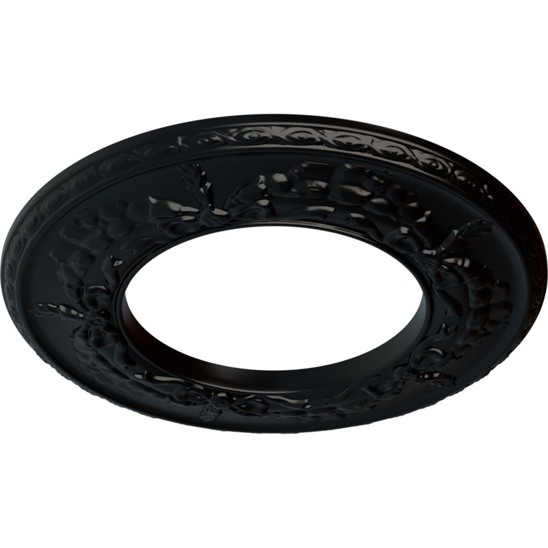 Médaillon de plafond H 13,25 po x l 13,25 po x P 0,875 po Salem, Noir de jais