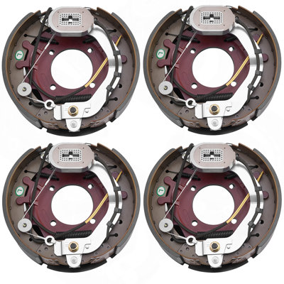 Ensemble de frein de remorque électrique, 12,25 x 3,375 pouces, 2 paires de freins électriques auto-réglables pour essieu de remorque de 10 000 lb, plaques de support pour le remplacement des pièces du système de freinage, adapté aux remorques, véhicules récréatifs
