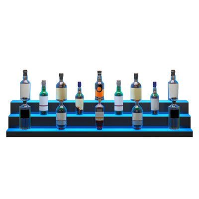LED Lighted Liquor Bottle Display Bar Shelf RF & App Control 60" 3-Step