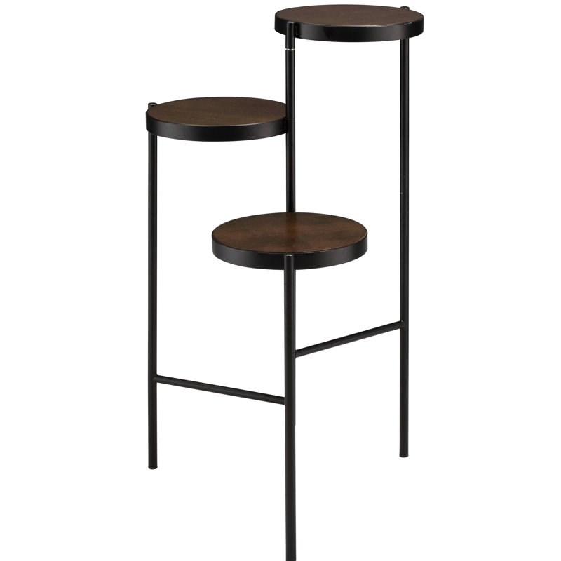 Support à plante pliable en noyer noir 3 - Métal, peu encombrant pour salons professionnels