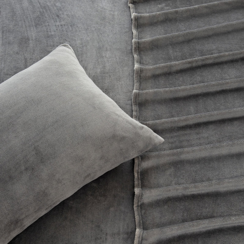 Ensembles de draps en velours ultra doux, Double, Gris foncé