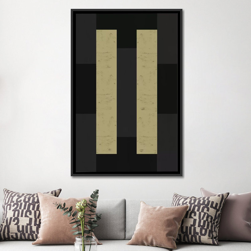 Albree Modern Parallel, impression sur toile, H 26 po x l 18 po x P 1,5 po, Toile avec cadre noir, Pas de tapis