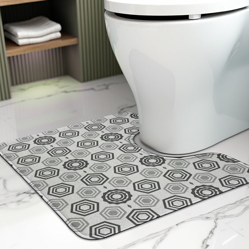 Tapis de salle de bain géométrique en U 20 po gris pâle