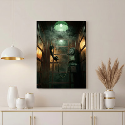 Art mural en toile Gallery Wrap pour le salon, la chambre à coucher, le bureau ou le vestibule - Décoration murale décorative avec téléphone foncé