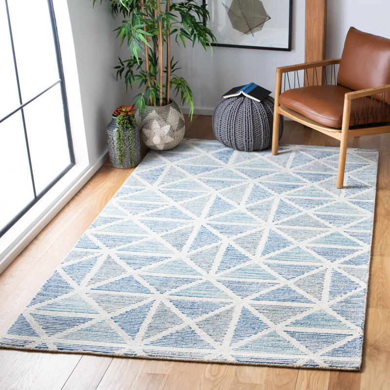 Tapis géométrique en laine / coton touffeté à la main Kollman, Rectangle 8 pi x 10 pi