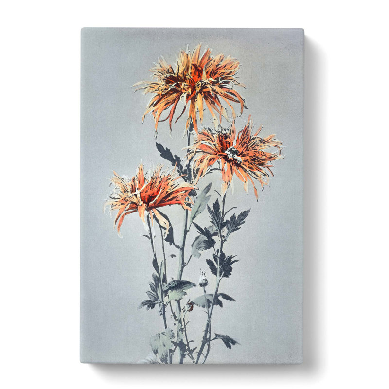 Orange Chrysanthemum Flowers by Ogawa Kazumasa - Wrapped Canvas Painting, 76cm H x 50cm W x 3cm D