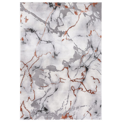 Carista Abstract Gray/Orange Area Rug
