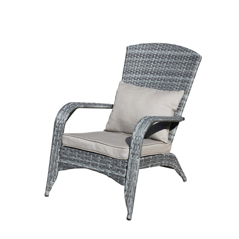 Chaise de patio avec coussins gris, assemblage extérieur en tissu aquatique facile à assembler