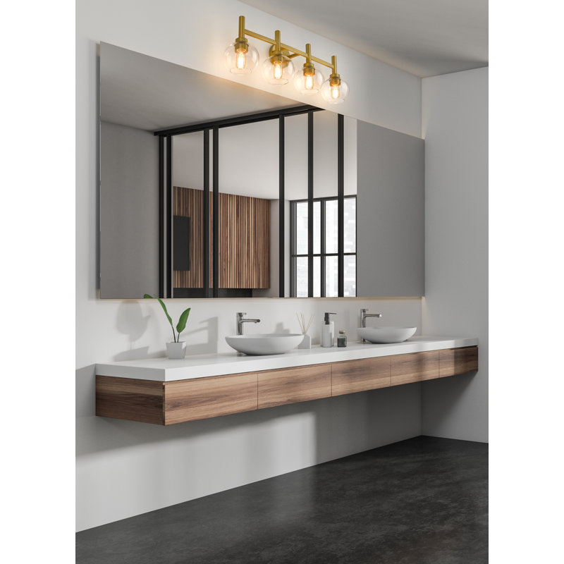 Éclairage pour meuble-lavabo à 4 lumières Ashrit, Or brossé