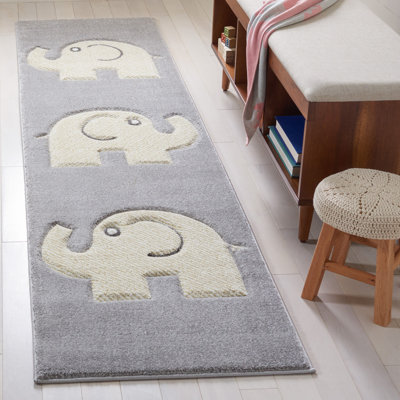 Burgan Animal Print Gray Area Rug