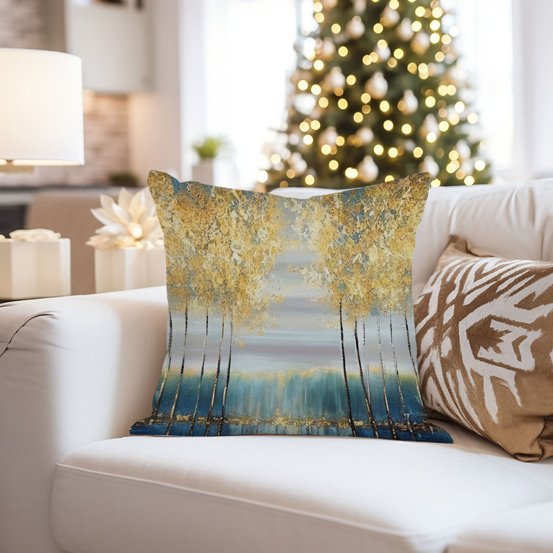 Botanical Gold Trees Modern, 18"H x 18"W