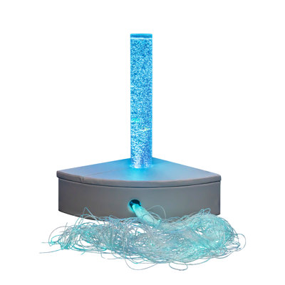 4FT Sensory Bubble Tube with Fiber Optic & Padded Sector Sofa Base – Multi-Sensory LED Bubble Lamp for Calming, Visual Stimulation, Tactile Exploration – for Sensory Room, Therapy Space, Home