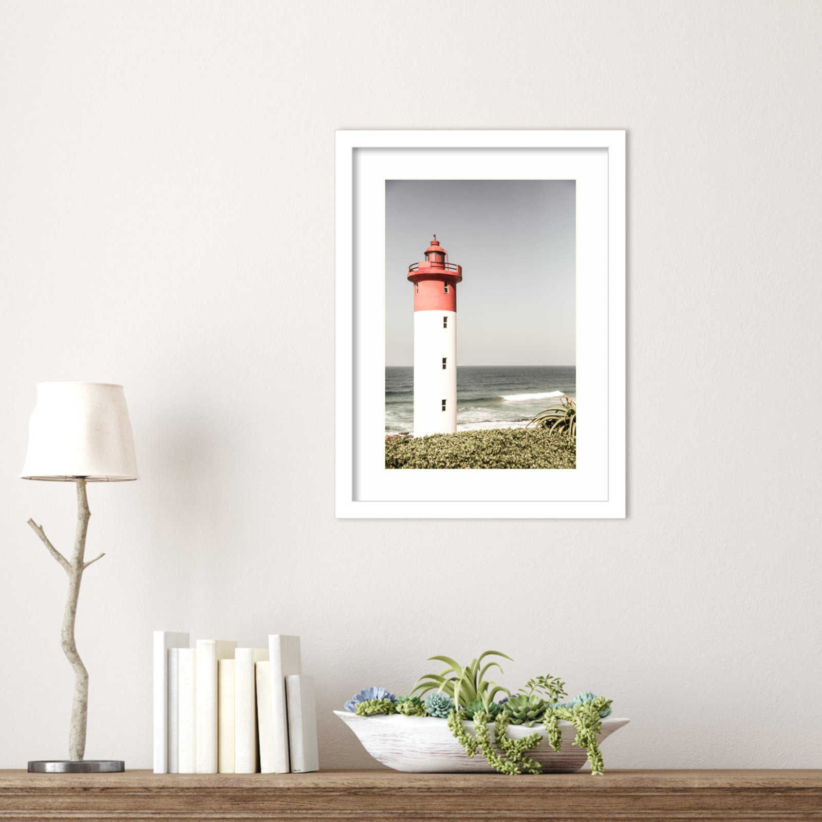 Daisey "Oyster Box Lighthouse" Print, White, 17" H x 13" W