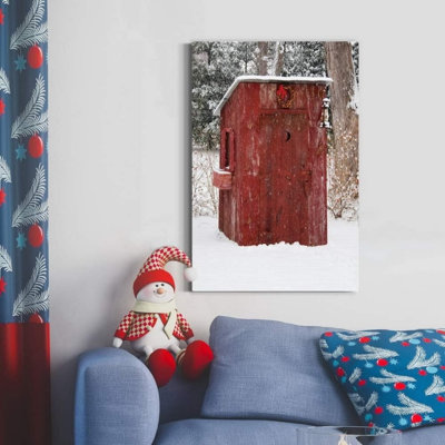 Art mural en toile 24 po x 36 po Christmas Outhouse