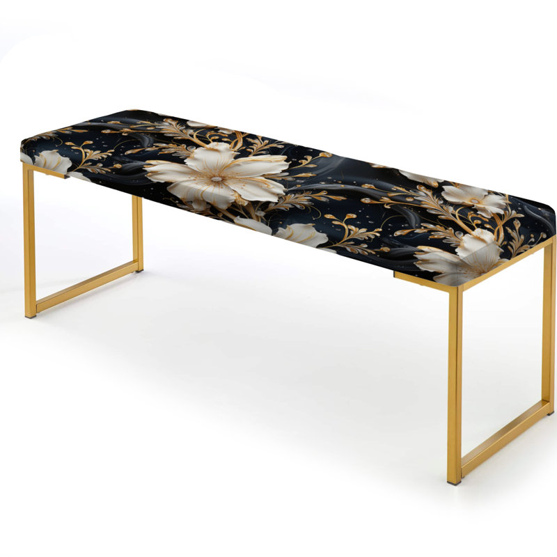 Banc rembourré or, Victorian Opulence Marble Pattern
