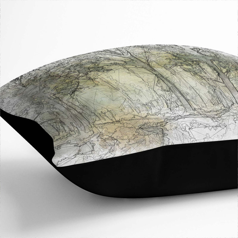 Abstract Square Cushion, 55cm H x 55cm W x 20cm D, Black