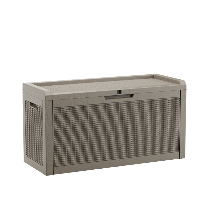 41.95"W 60 Gallon Waterproof Resin Lockable Deck Box(Light Brown/Gray), Light Brown (Gray)