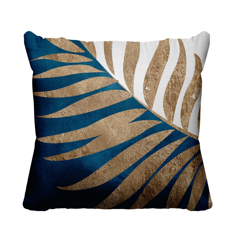 Floral Outdoor Reversible Throw Pillow, 17W" x 17H", Turquoise/Gold/White