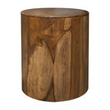 Table de bout Eray, 18 po, bois de manguier brun massif