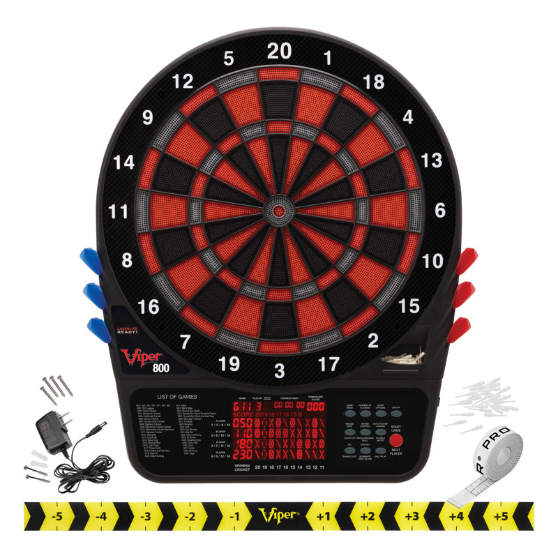 Cinnamon Pine Electronic Dartboard Cabinet with Soft Tip Darts