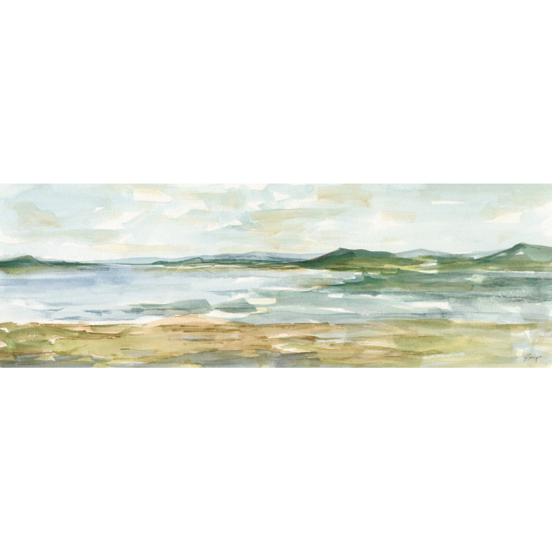 « panoramique seascape i », reproduction de peinture à l’aquarelle sur toile tendue, H 10 po x l 30 po x P 1,5 po