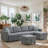 Sackcloth 5-Pieces Living Room Sofa Bed-371028198