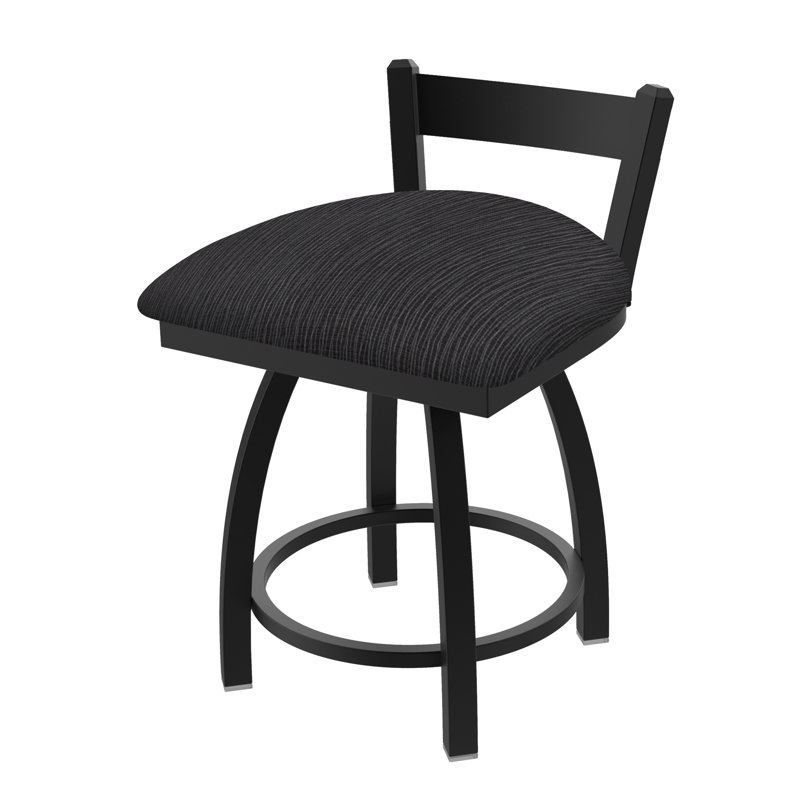 Tabouret de coiffeuse en métal Catalina, Noir froissé, Tissu-graphique ancre