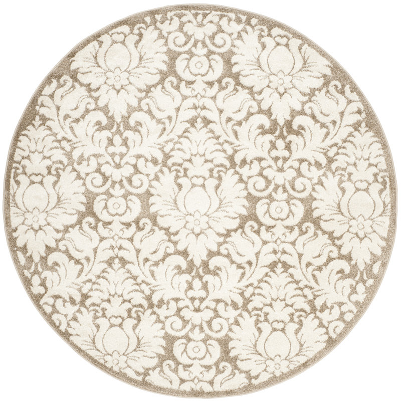 Carman Performance Damask Rug, Round 7'