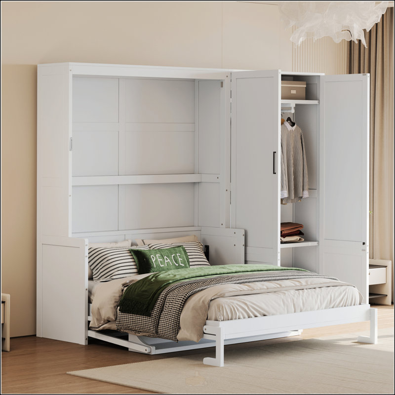 Grand lit escamotable avec garde-robe