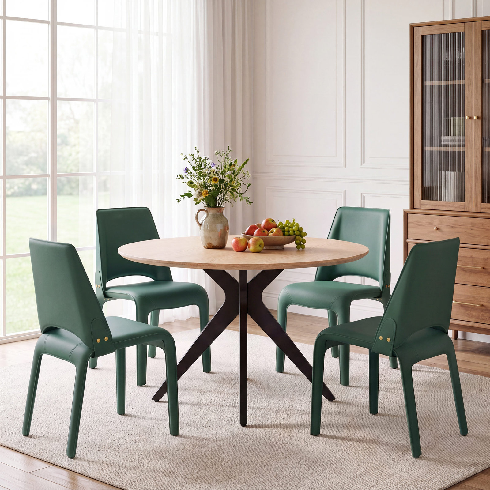 Vannes Dining Chair, 4, Green, No Assembly Needed