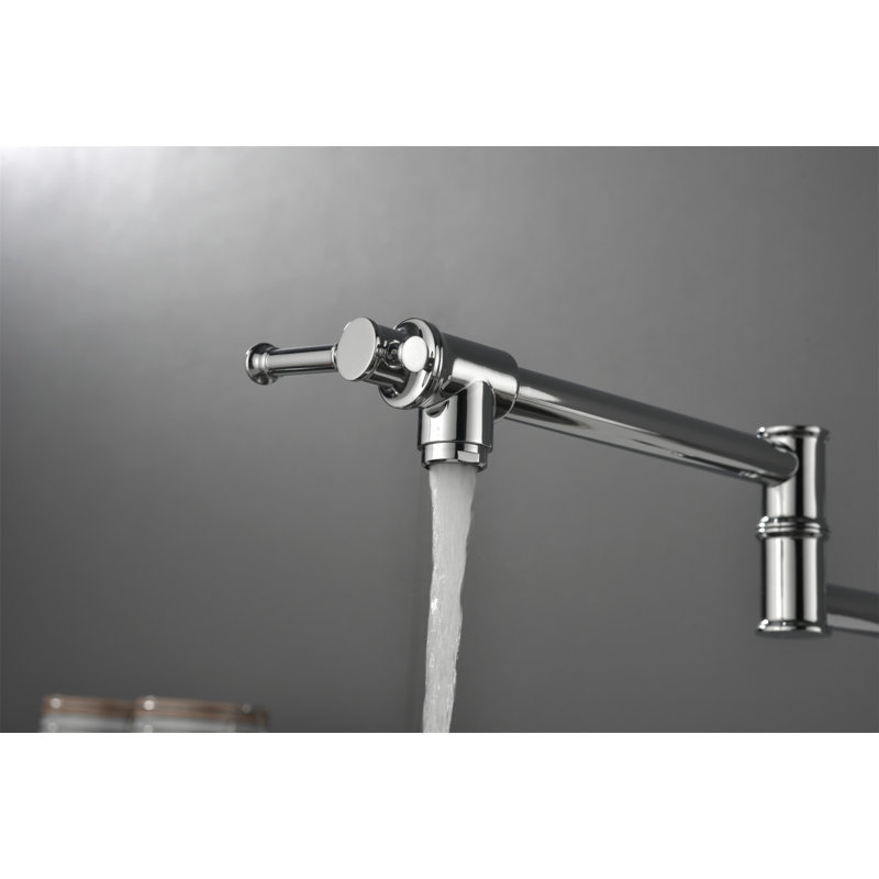 Wall Mounted Pot Filler Faucet, Modern Brass Pot Filler Two-Attachment Wall Mount Folding Kitchen Pot Filler Swing Arm