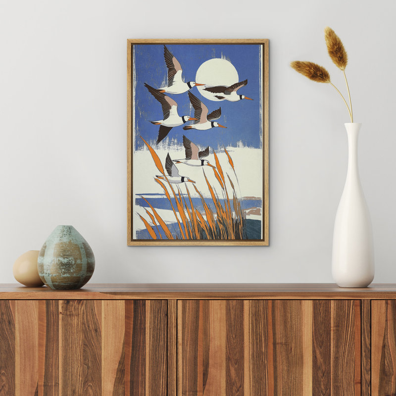 Reproduction d'art sur toile encadrée "A Group Of Birds Flying", Naturel, H 24 po x l 16 po