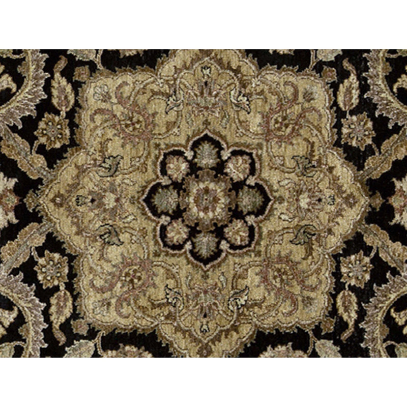 High-Quality Hand-Knotted Black And Gold Area Rug