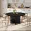 Table de cuisine pour 4 à 8 personnes, table de salle à manger extensible ronde pour la cuisine, table ovale de 59 pouces pour la salle à manger, noir (table seulement)-1528768382