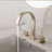 8" Widespread 3-Hole Bathroom Faucet With Brushed Gold Finish, Dual Square Handles & Removable Aerator