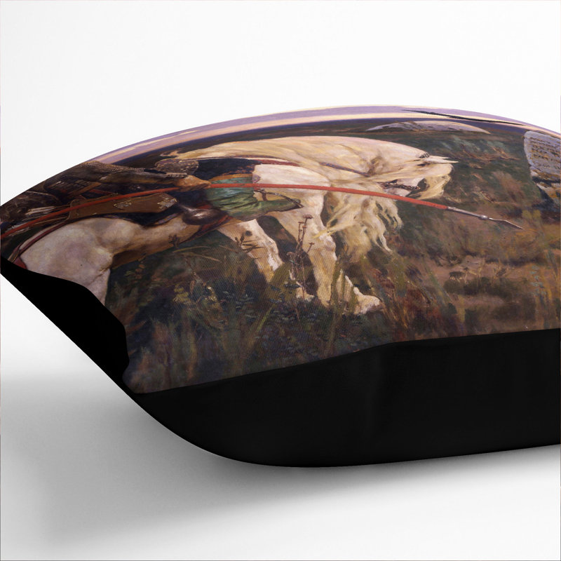 Knight at the Crossroads Scatter Cushion with Filling, 40cm H x 40cm W x 15cm D, Black